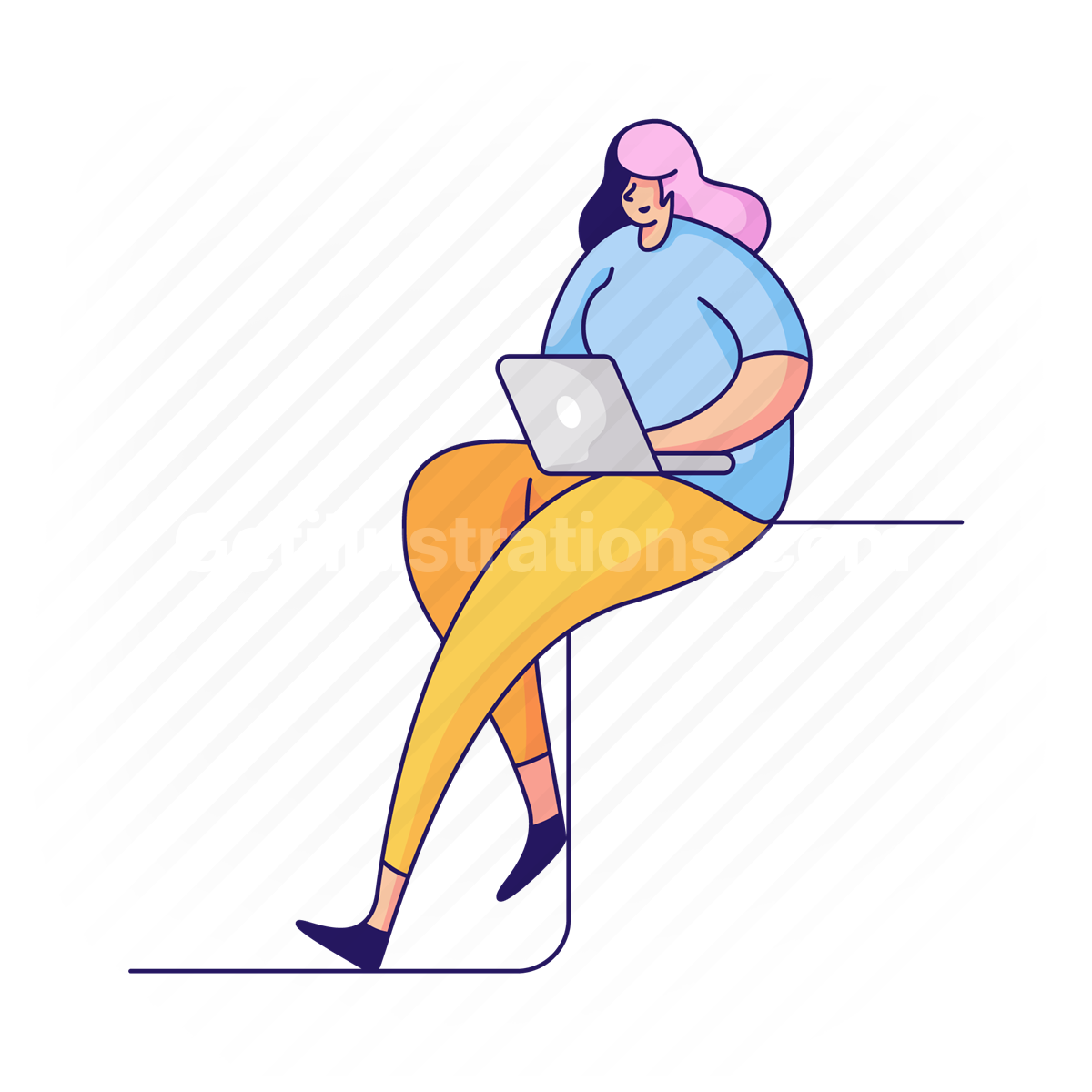 woman, laptop, computer, freelance, work
